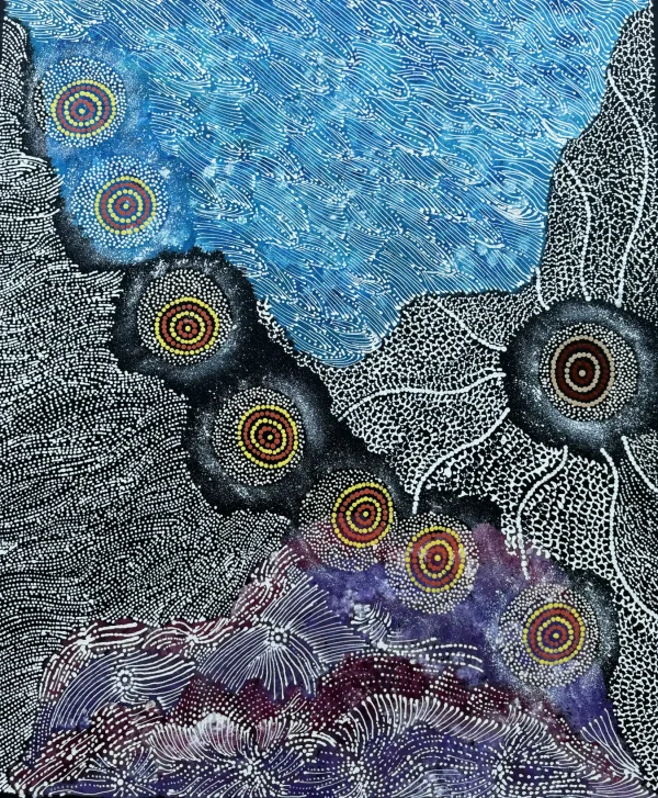 Seven Sisters Dreaming <br> Maria Nampijinpa Brown <br> 95cm x 80cm