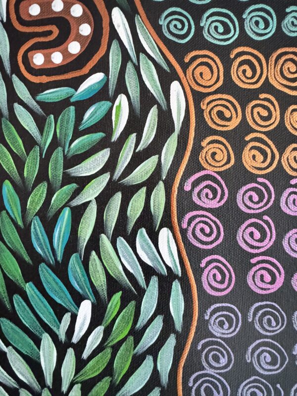 Woman Collecting Bush Seeds<br> Sharon Napanangka Butcher <br> 70cm x 42cm (Copy) - Image 3