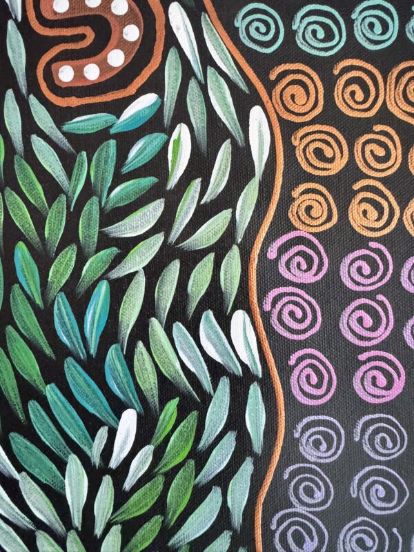 Woman Collecting Bush Seeds<br> Sharon Napanangka Butcher <br> 70cm x 42cm (Copy) - Image 8