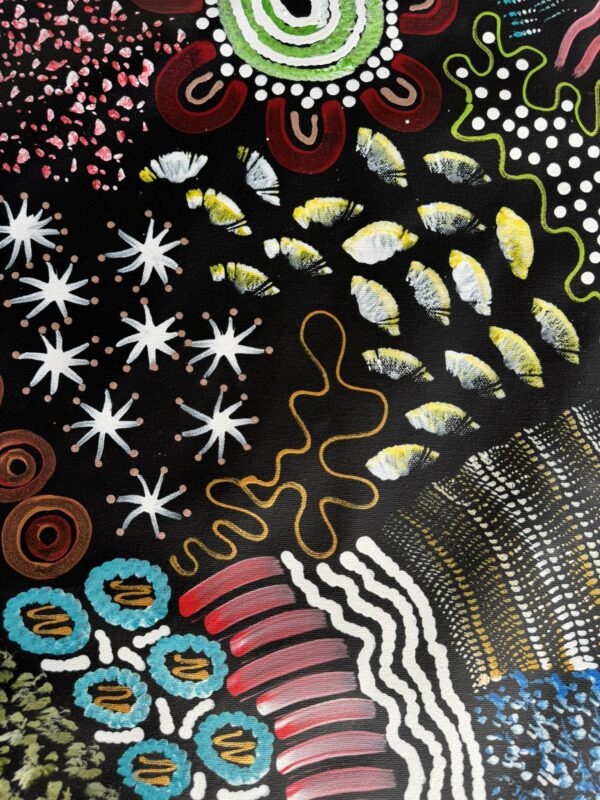 Woman Collecting Bush Tucker<br> Sharon Napanangka Butcher <br> 142cm x 72cm - Image 6