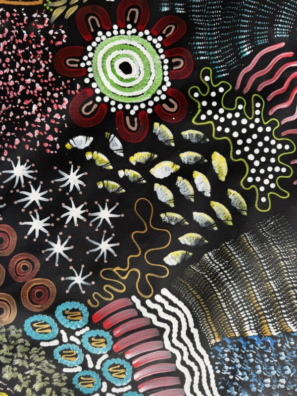 Woman Collecting Bush Tucker<br> Sharon Napanangka Butcher <br> 142cm x 72cm - Image 3