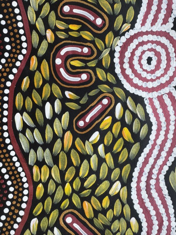 Woman Collecting Bush Seeds<br> Sharon Napanangka Butcher <br> 87cm x 63cm - Image 3
