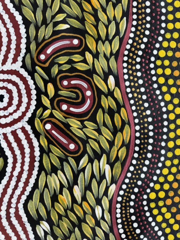 Woman Collecting Bush Seeds<br> Sharon Napanangka Butcher <br> 87cm x 63cm - Image 2