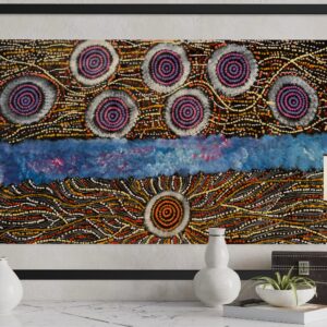 Seven Sisters Dreaming<br> Maria Nampijinpa Brown <br> 114cm x 69cm