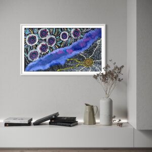 Seven Sisters Dreaming<br> Maria Nampijinpa Brown <br> 91cm x 51cm