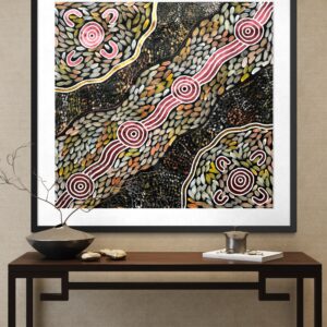 Woman Collecting Bush Medicine <br> Sharon Napanangka Butcher <br> 95cm x 90cm