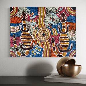 Woman Collecting Bushberries and Hunting Goanna<br>Lanita Numina<br>43x33cm