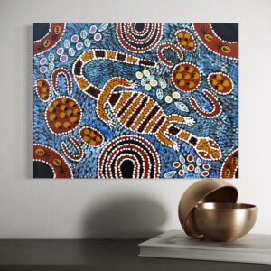 Woman Collecting Bushberries and Hunting Goanna<br>Lanita Numina<br>43x33cm