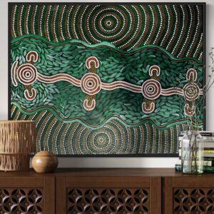 Woman Collecting Bush Seeds<br> Sharon Napanangka Butcher <br> 96cm x 74cm