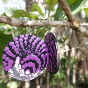 Flying Ant Dreaming Earrings<br> Maria Nampijinpa Brown <br> 5cm Diameter