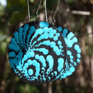 Flying Ant Dreaming Earrings<br> Maria Nampijinpa Brown <br> 5cm Diameter