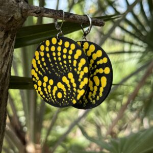 Flying Ant Dreaming Earrings<br> Maria Nampijinpa Brown <br> 5cm Diameter