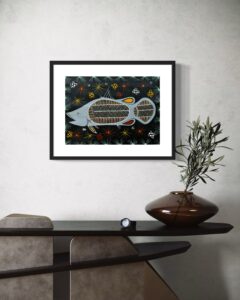 Barramundi Dreaming<br>Jock Puautjimi<br>60cmx44cm