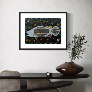 Barramundi Dreaming<br>Jock Puautjimi<br>60cmx44cm