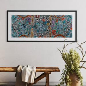 Woman Collecting Bushberries and Hunting Goanna<br>Lanita Numina<br>145x55cm