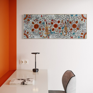 Woman Collecting Honey Ants, Bush Plums and Hunting Sand Goanna<br>Lanita Numina<br>145x55cm