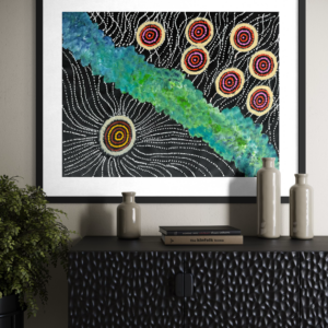 Seven Sisters Dreaming<br> Maria Nampijinpa Brown <br> 86cm x 66cm