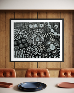 Woman Collecting Bush Tucker <br> Sharon Napanangka Butcher <br> 92cm x 72cm