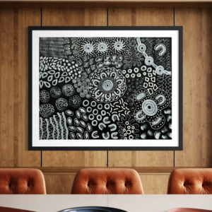 Woman Collecting Bush Tucker <br> Sharon Napanangka Butcher <br> 92cm x 72cm