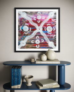 Woman Gathering Around Waterhole <br> Sharon Napanangka Butcher <br> 66cm x 66cm