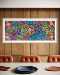 Woman Collecting Bush Medicine <br> Sharon Napanangka Butcher <br> 143cm x 58cm