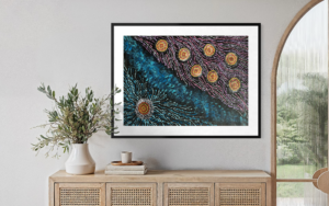 Seven Sisters Dreaming<br> Maria Nampijinpa Brown <br> 97cm x 70cm